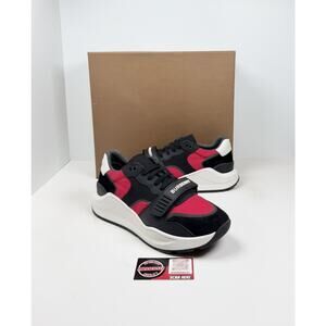 Size 44EU/11US - Burberry Ramsey Check Red Black Sneakers❤️ Retail $850!